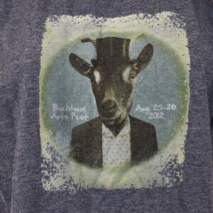 Gildan Soft Style Blue Goat in Tuxedo Graphic Tshirt Chicago Bucktown Art Fest M